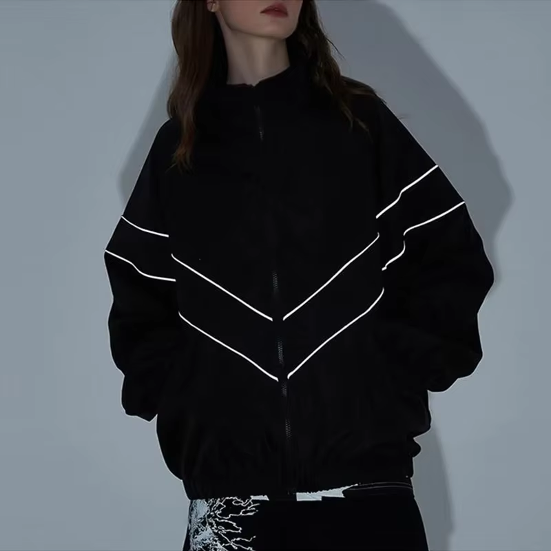 Outdoor Sport Windbreaker - Reflective Stripes Men‘s Jacket Black Windbreaker