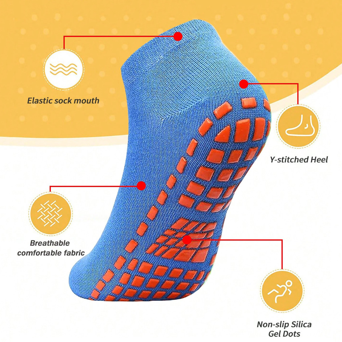 1/4 Pairs Unisex Silicone Non  - Trampoline Park Sock review and price